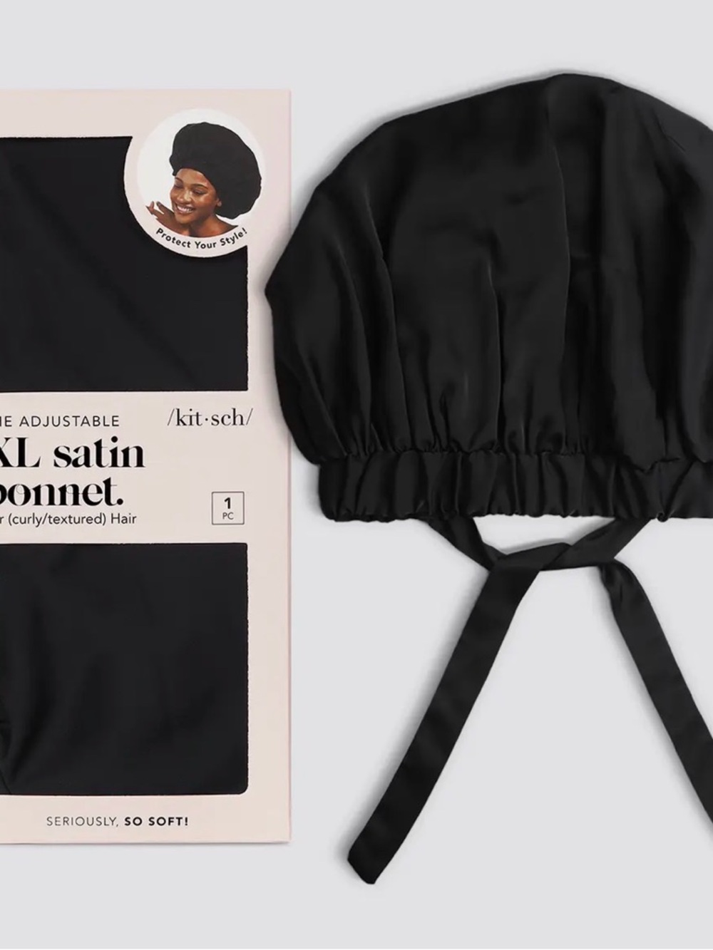 Satin-Look Black Extra-Large Hair Bonnet